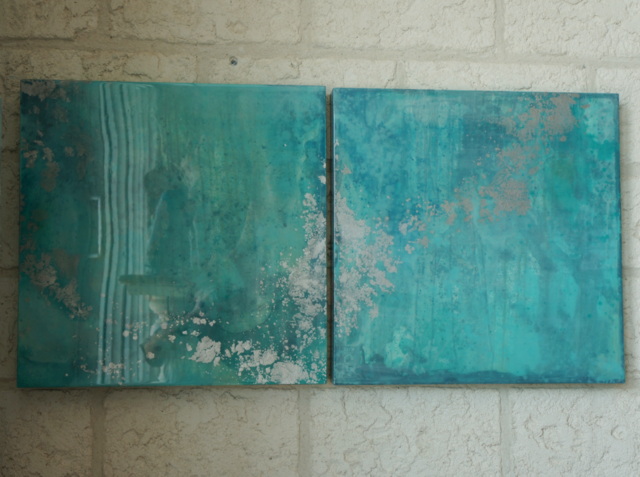 Waterscape Abstract Paintings No.5 and No. 6, 24" x 24" x 2.5" $1,000 pair, $600 individually